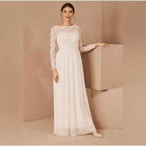 BHLDN | Dresses | Bhldn Anthropologie Sinclair Beaded Long Sleeve Wedding  Dress | Poshmark